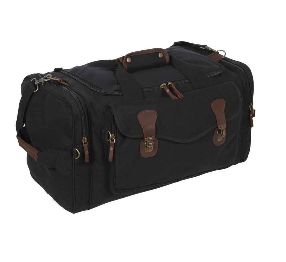 Rothco Canvas Long Weekend Bag Duffle Carry On Leather Trim Embroidered Initials